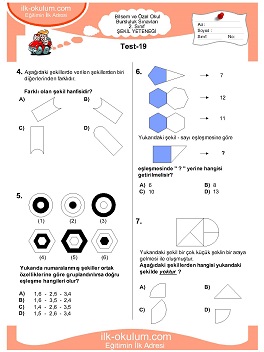 ilkokul 1. Sınıf Bilsem Zeka Testi 